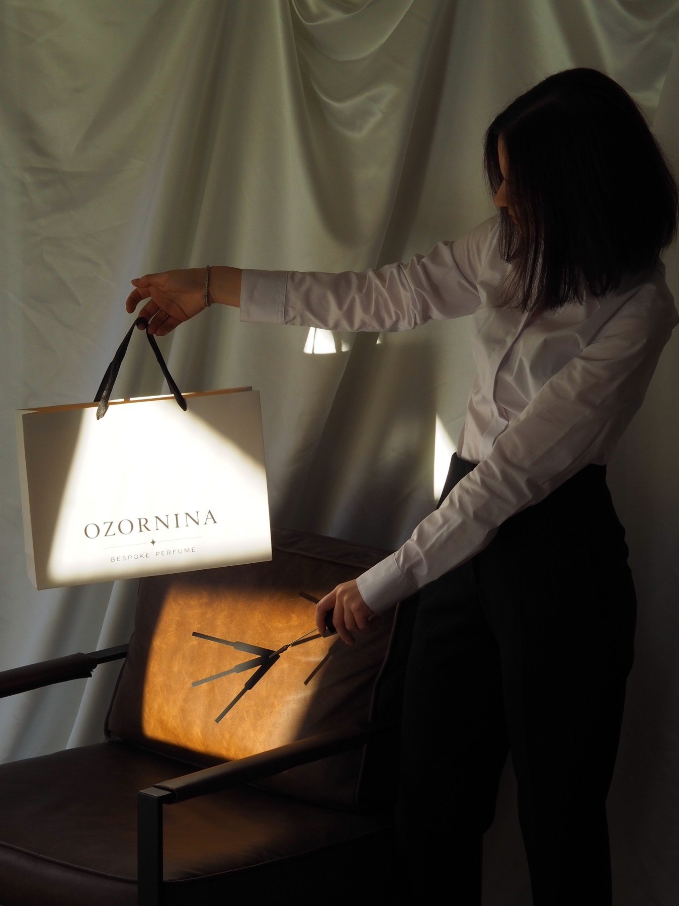 OZORNINA packaging in a quiet corner of the atelier